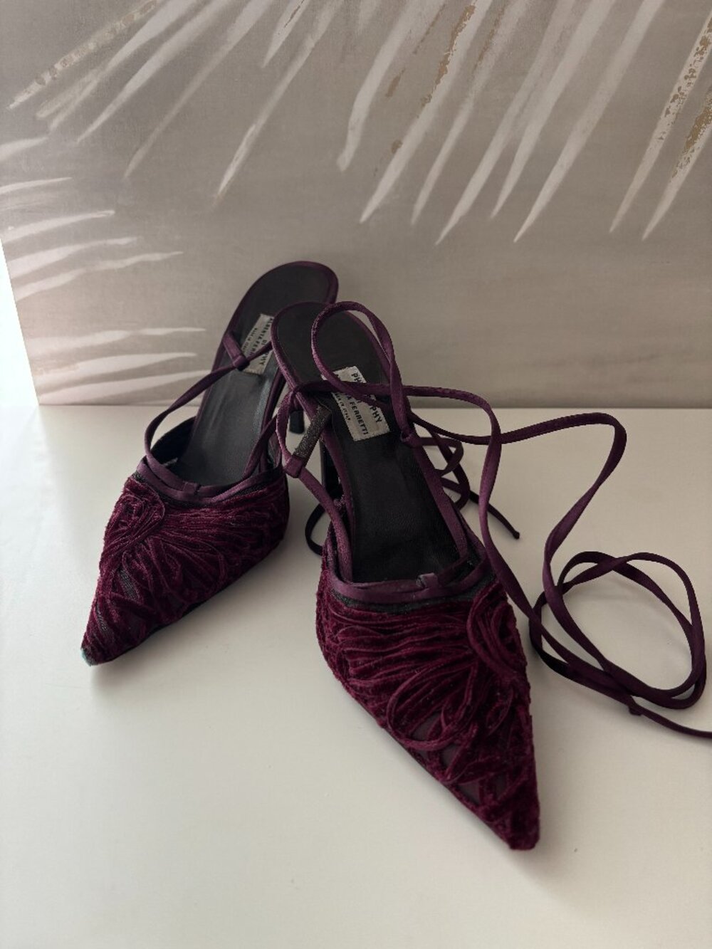 Philosophy di Alberta Ferretti Purple Velvet Lace Up Pointed Heels EU 37 US 6.5